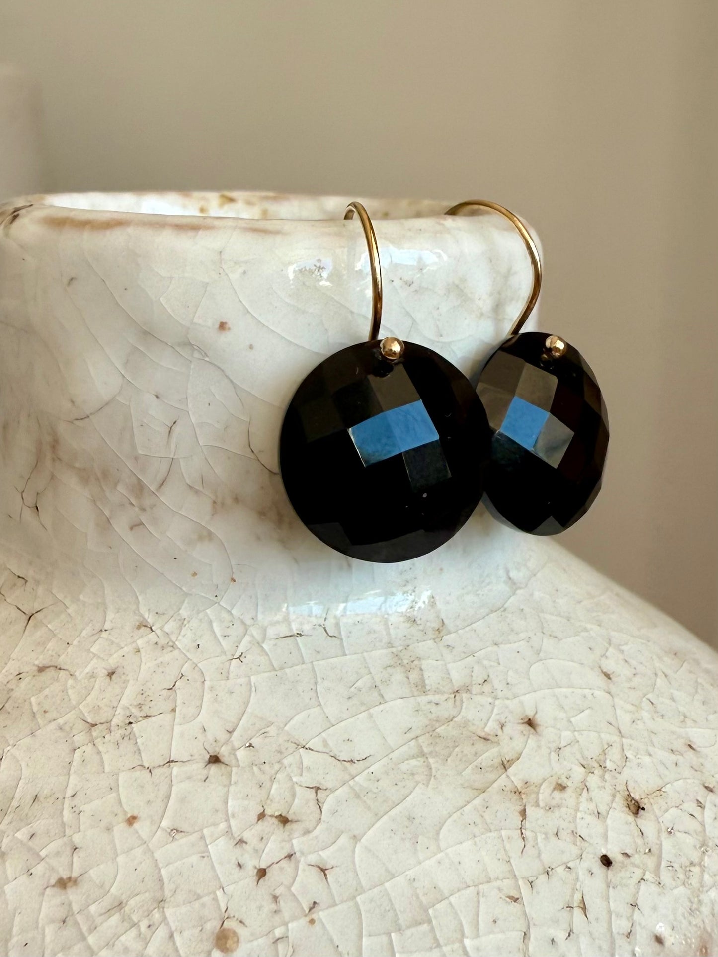 Luxe Minimalist Black Spinel Coin Earrings