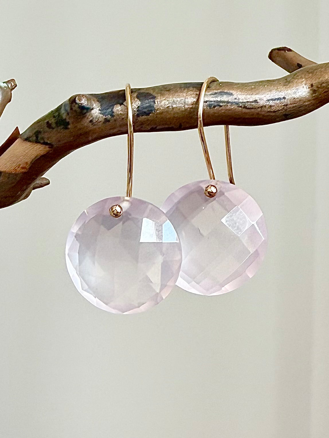 Luxe Minimalist Rose Quartz Coin Earrings