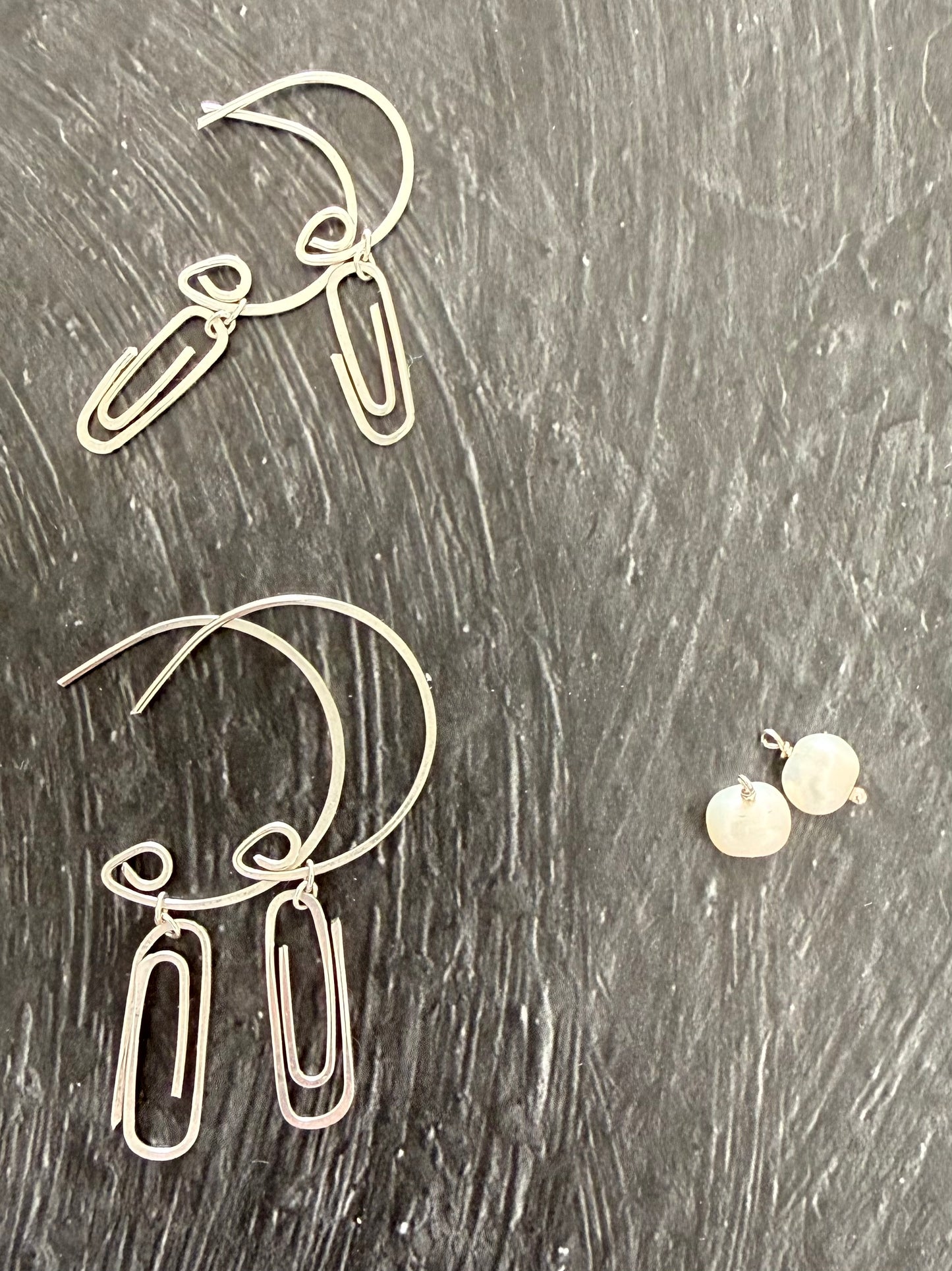 Paper Clip Hoops (Sterling Silver) with Optional Mix and Match Gems