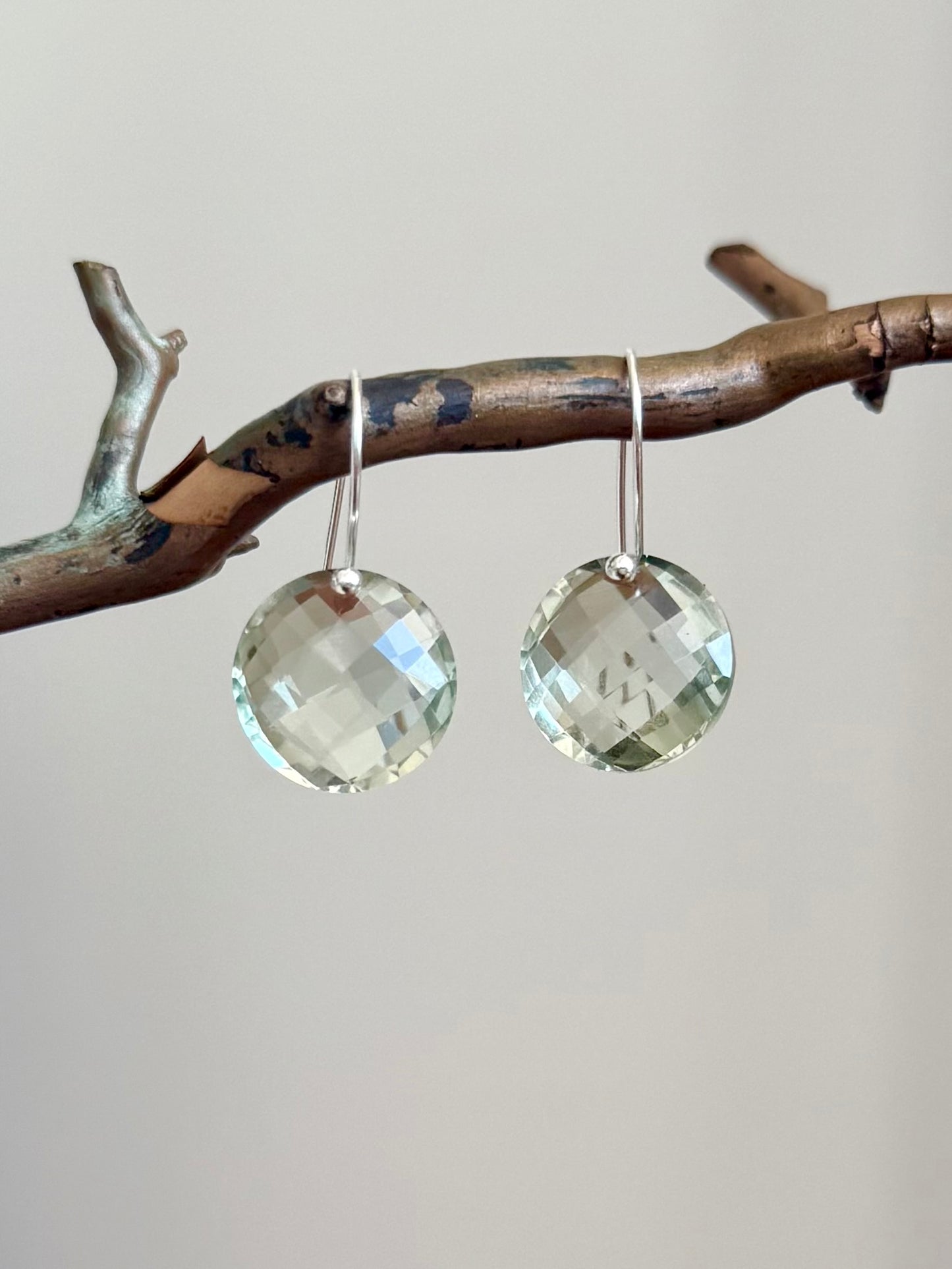 Luxe Minimalist Green Amethyst Coin Earrings