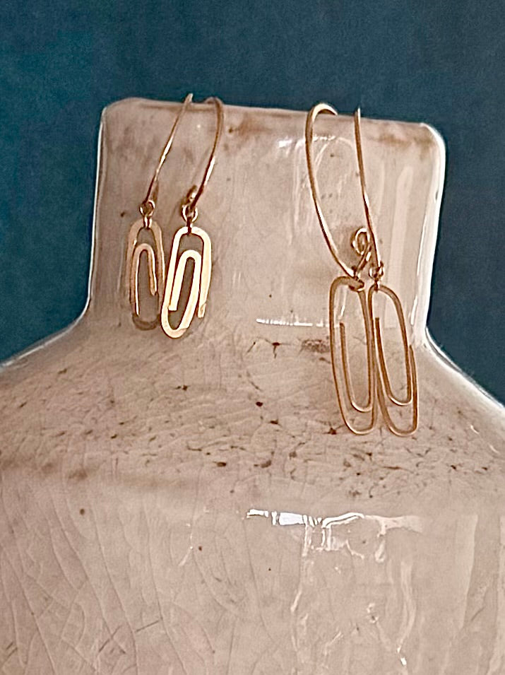 Paper Clip Hoops (14k Goldfill) with Optional Mix and Match Gems