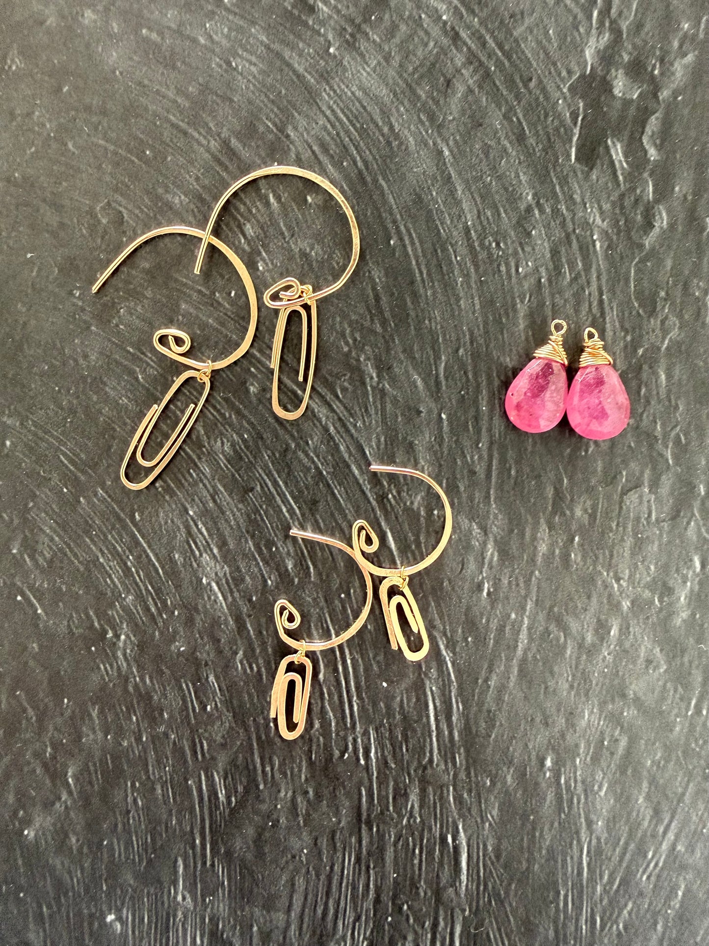 Gemstone add-ons for the Paper Clip Hoop earrings (Goldfill)
