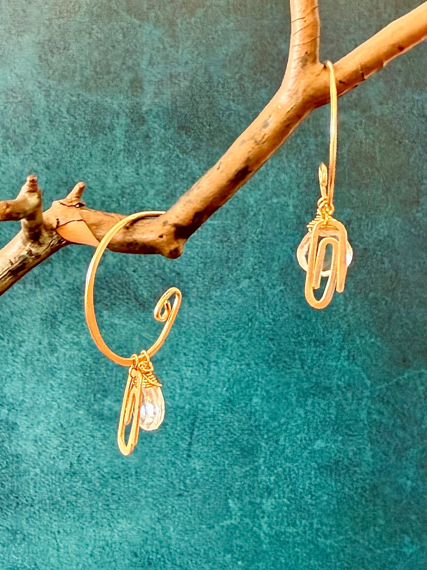 Gemstone add-ons for the Paper Clip Hoop earrings (Goldfill)