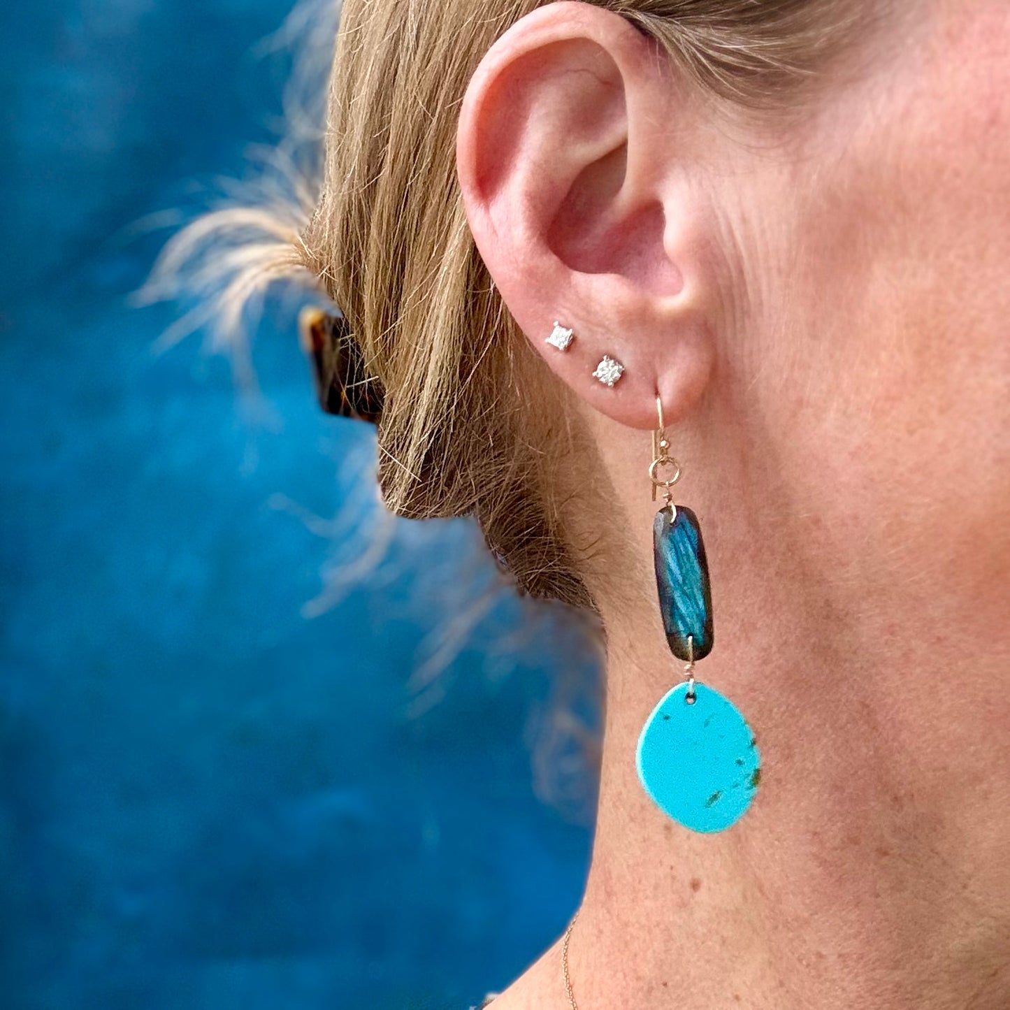 Labradorite and Turquoise Earrings