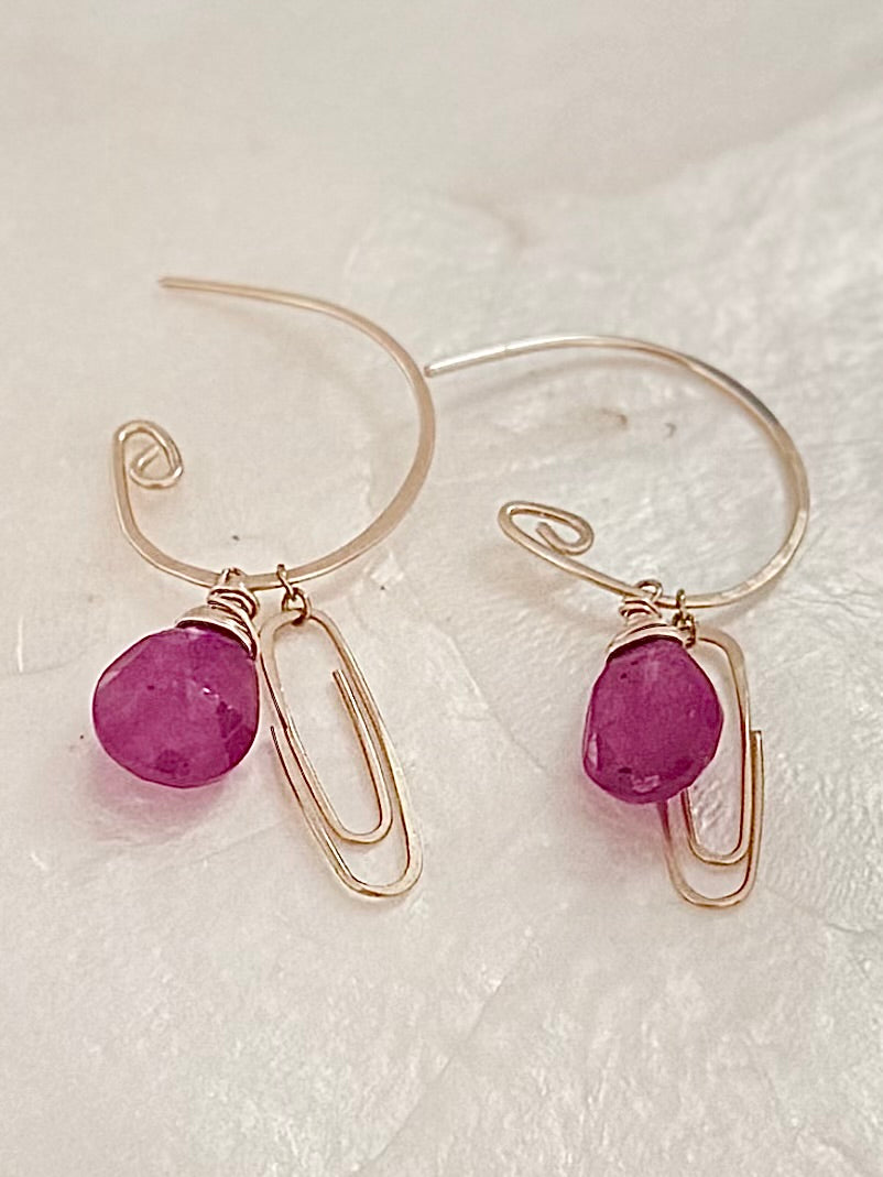 Gemstone add-ons for the Paper Clip Hoop earrings (Goldfill)