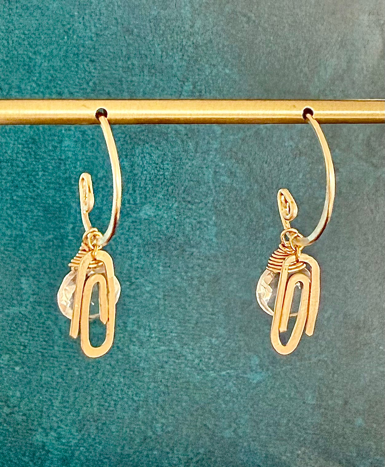 Paper Clip Hoops (14k Goldfill) with Optional Mix and Match Gems