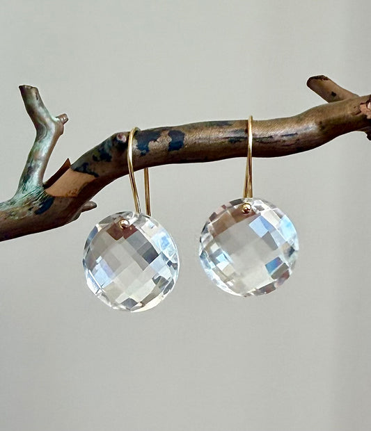 Luxe Minimalist Crystal Quartz Coin Earrings