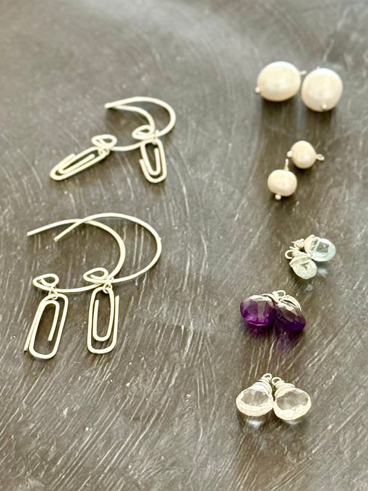 Gemstone Add-ons for the Paperclip Hoops (Sterling silver)