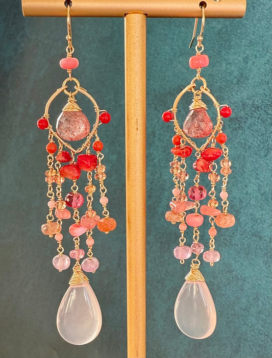 Lotus Fire Chandelier Earrings