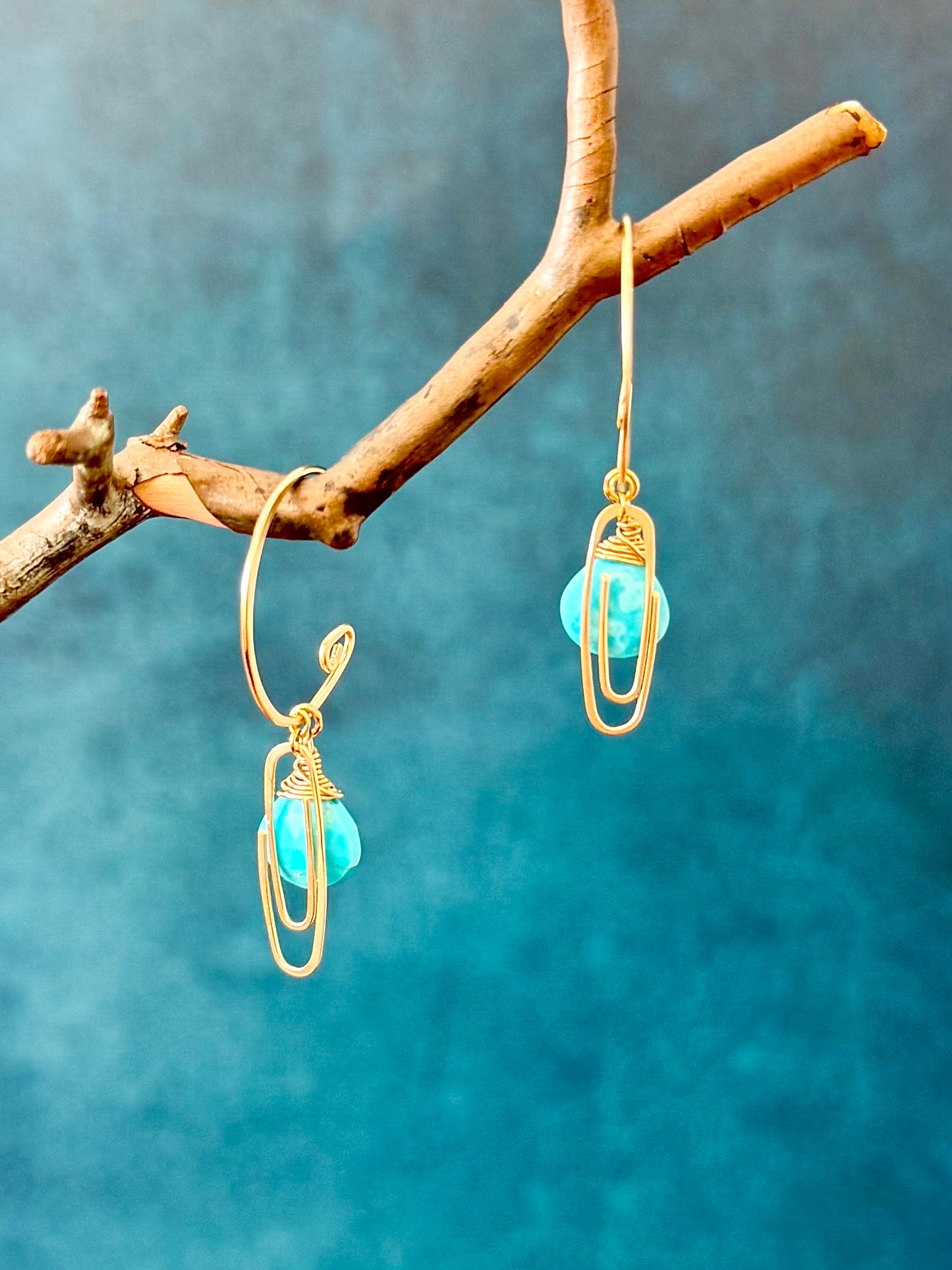 Paper Clip Hoops (14k Goldfill) with Optional Mix and Match Gems