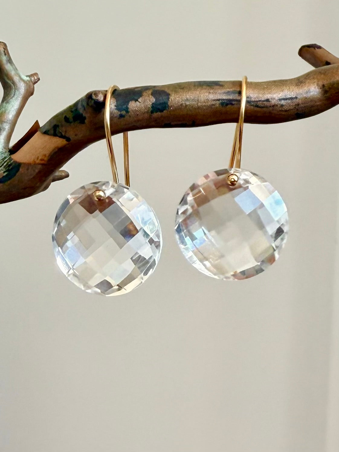 Luxe Minimalist Crystal Quartz Coin Earrings