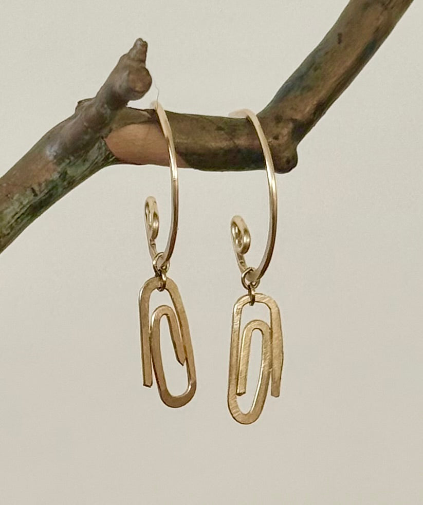 Paper Clip Hoops (14k Goldfill) with Optional Mix and Match Gems