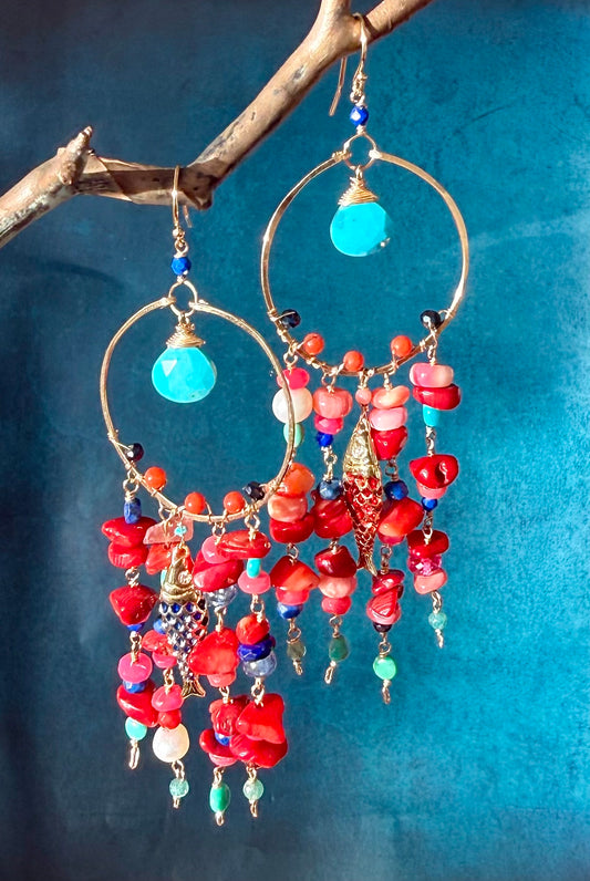 Coral Shoals Chandelier Earrings