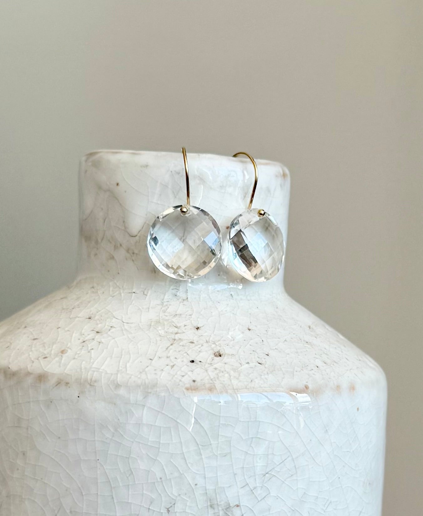 Luxe Minimalist Crystal Quartz Coin Earrings