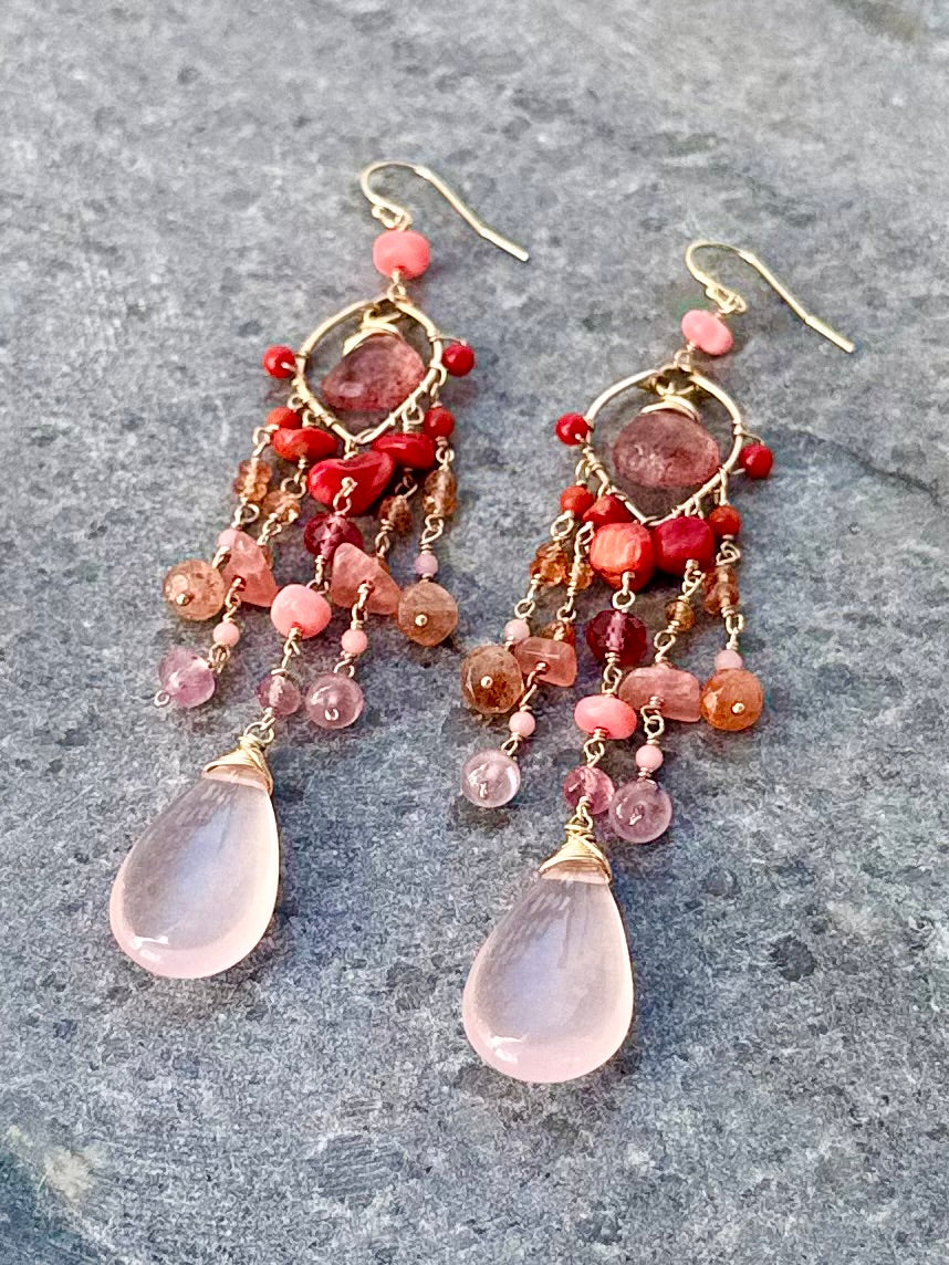 Lotus Fire Chandelier Earrings