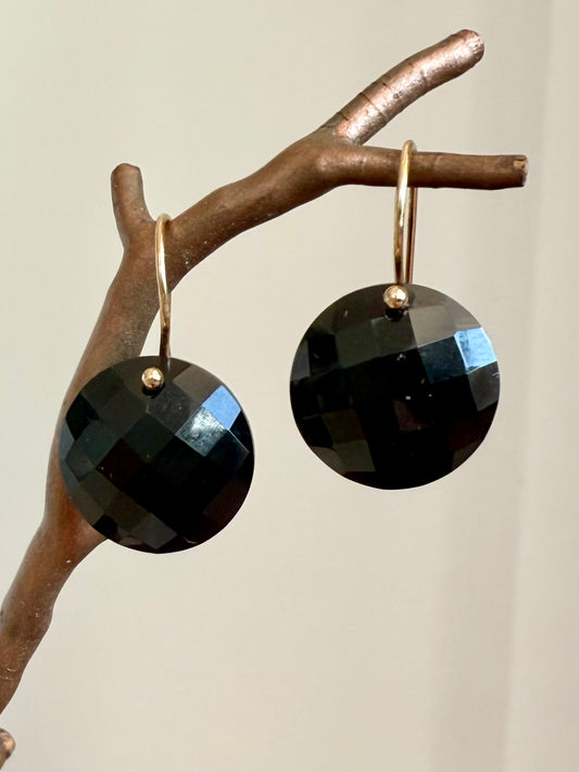 Luxe Minimalist Black Spinel Coin Earrings