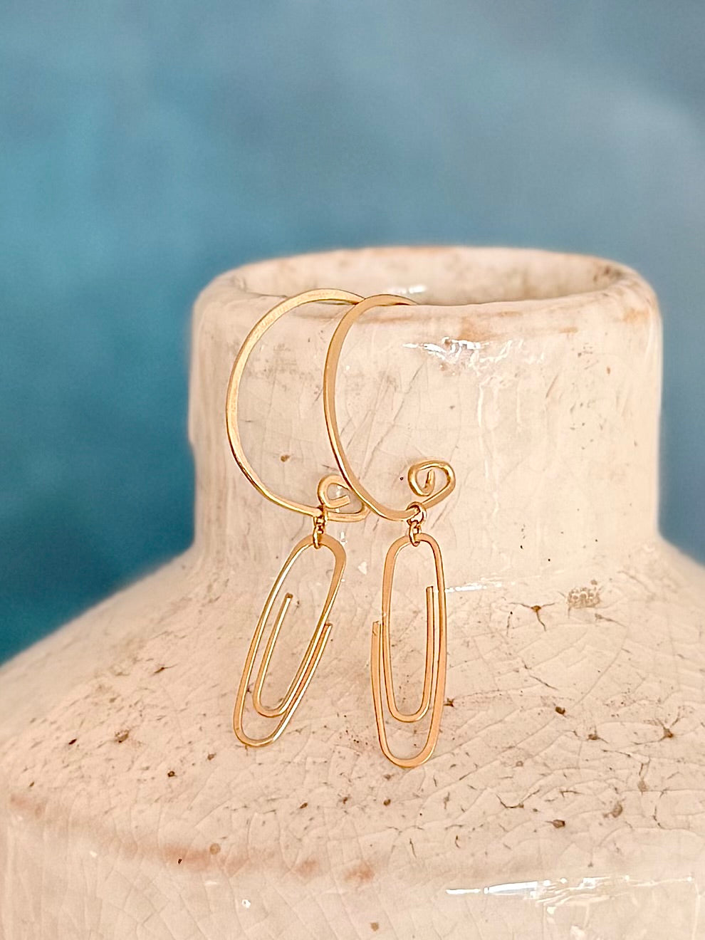 Paper Clip Hoops (14k Goldfill) with Optional Mix and Match Gems