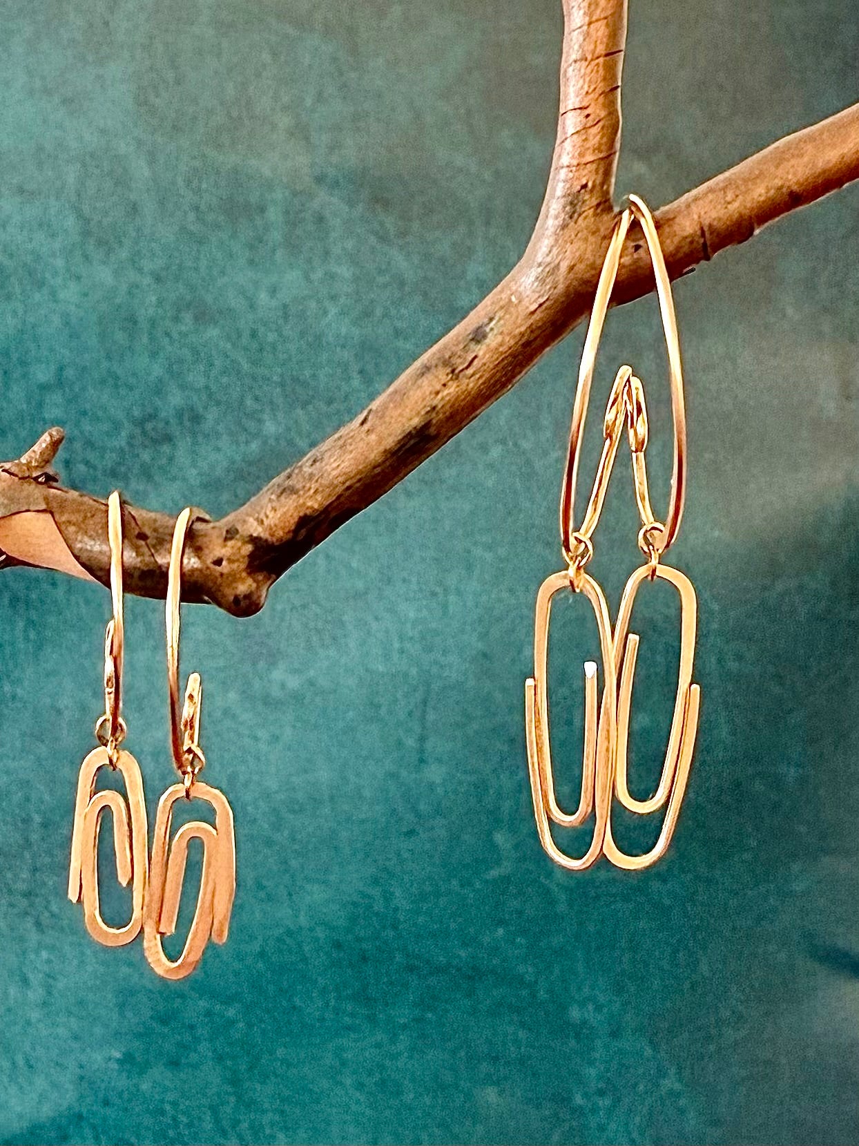 Paper Clip Hoops (14k Goldfill) with Optional Mix and Match Gems