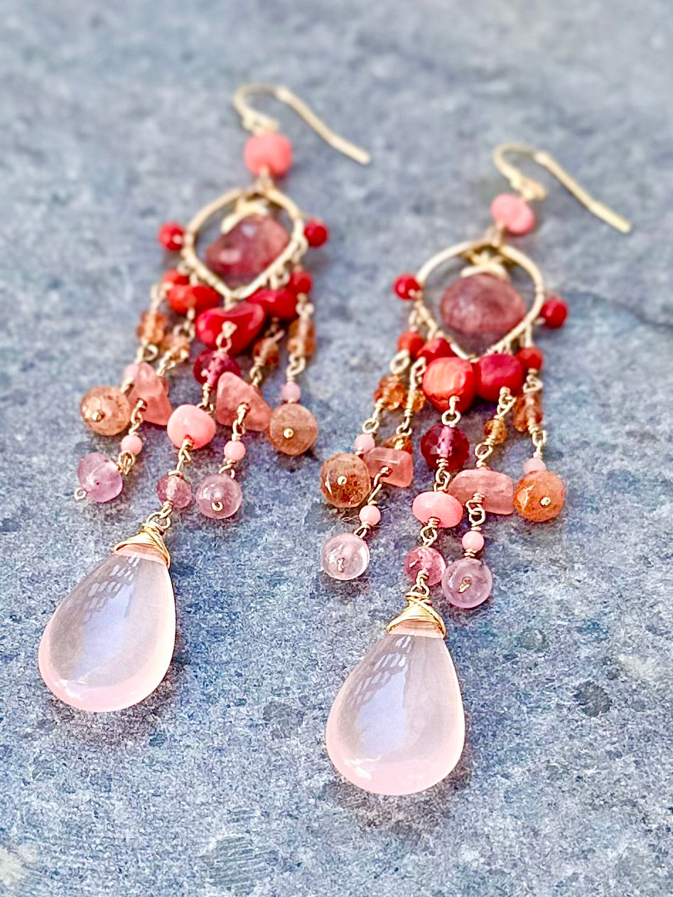 Lotus Fire Chandelier Earrings