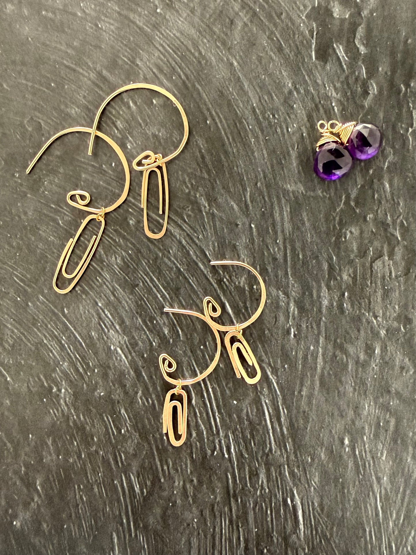 Gemstone add-ons for the Paper Clip Hoop earrings (Goldfill)