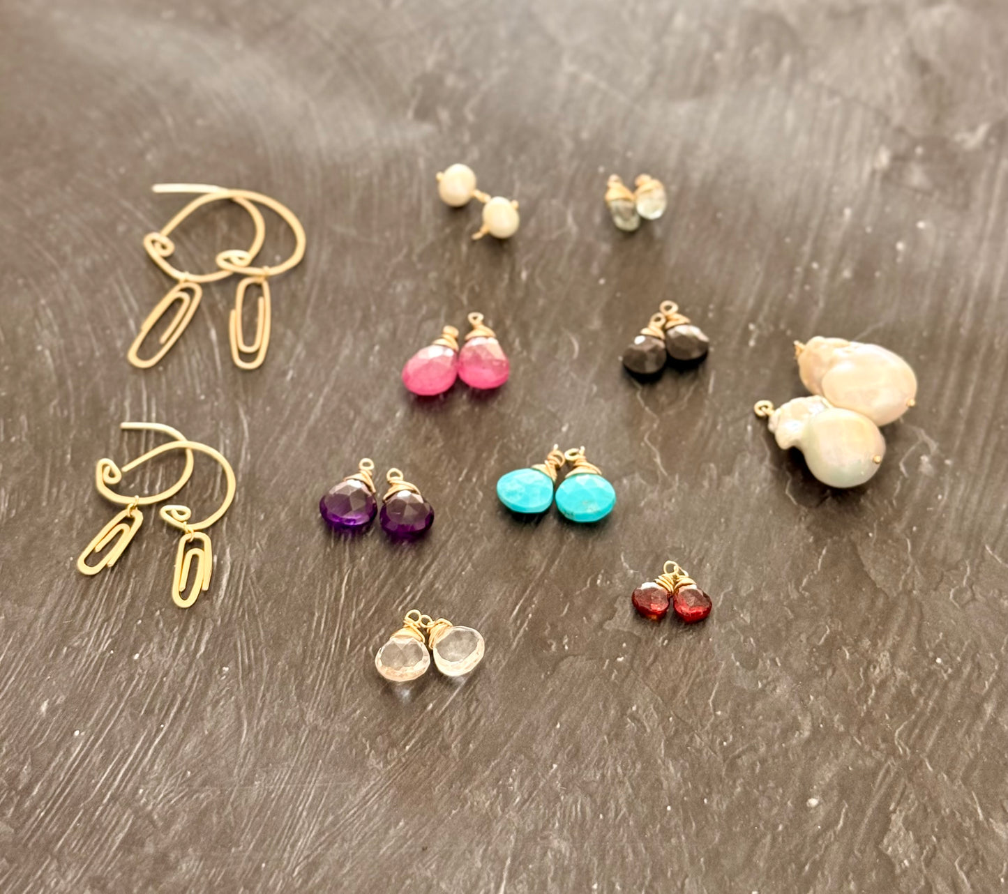Paper Clip Hoops (14k Goldfill) with Optional Mix and Match Gems