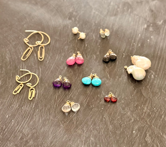 Gemstone add-ons for the Paper Clip Hoop earrings (Goldfill)