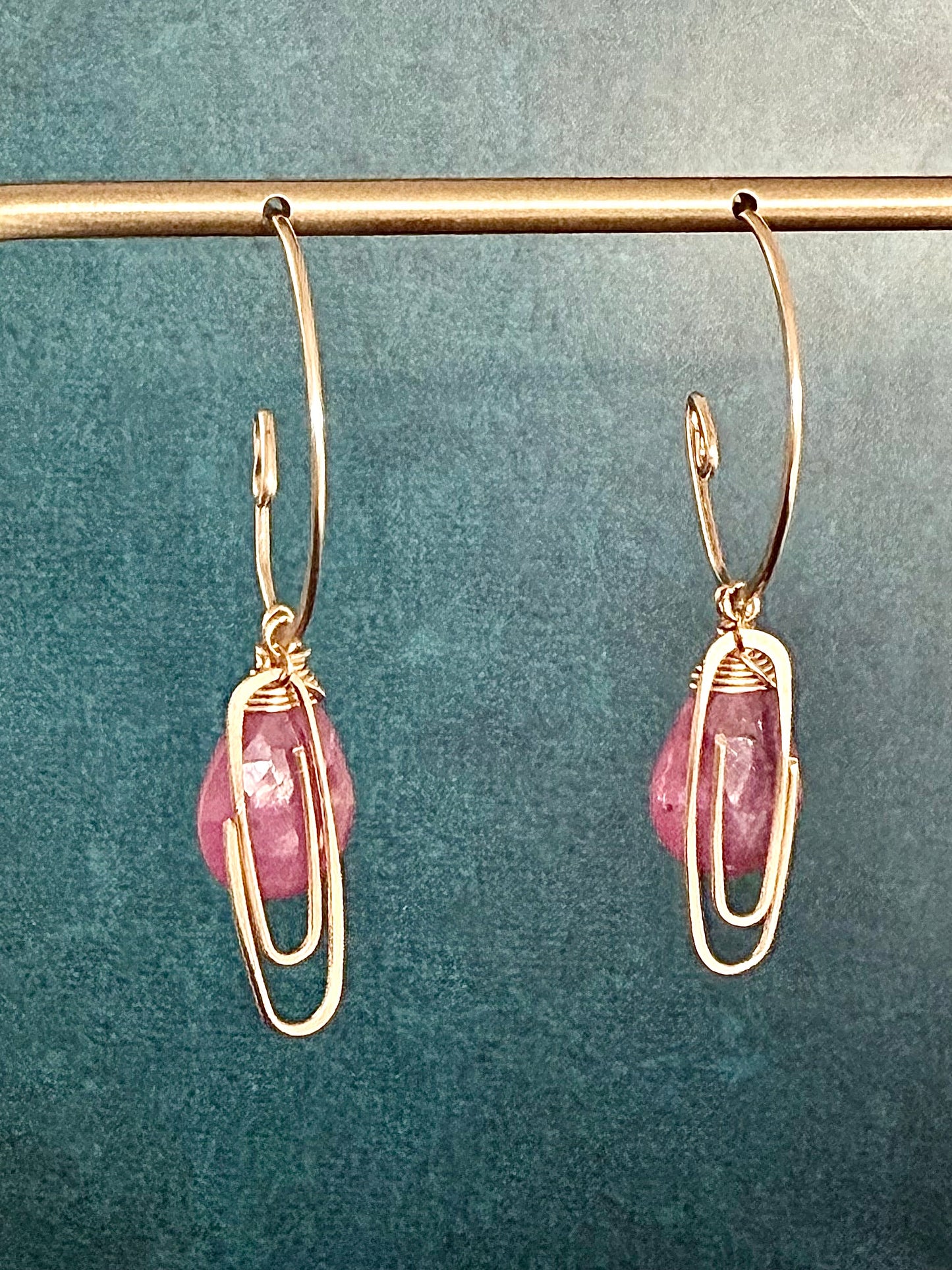 Gemstone add-ons for the Paper Clip Hoop earrings (Goldfill)