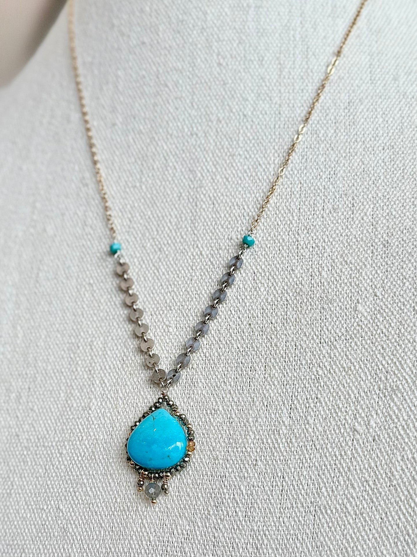 Radiate Solitaire: Turquoise on Mixed Metals