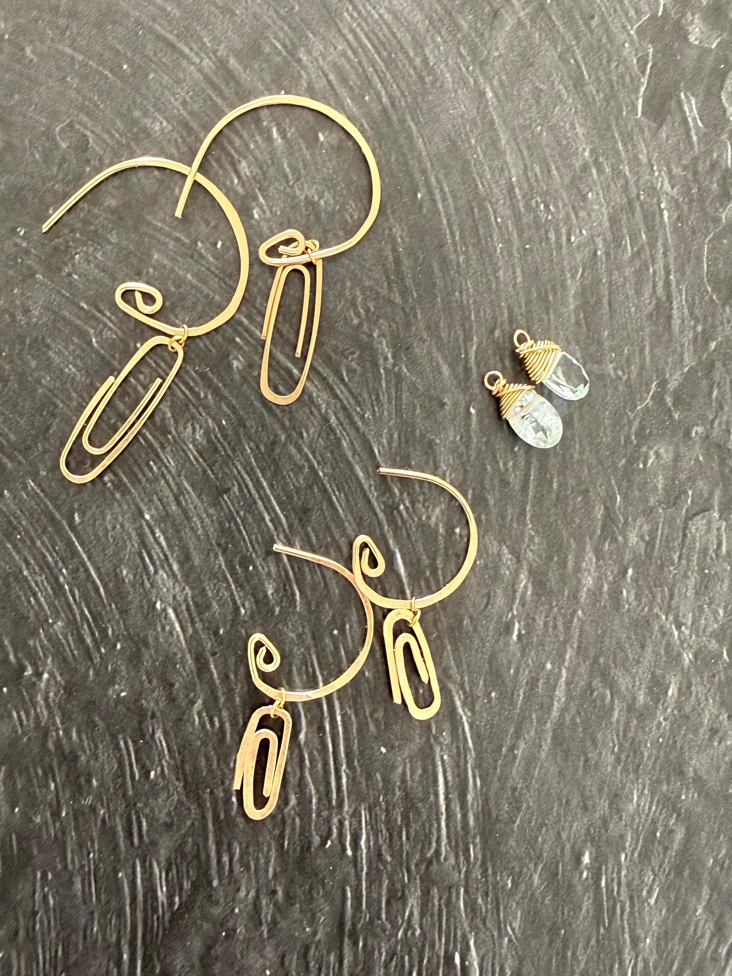 Gemstone add-ons for the Paper Clip Hoop earrings (Goldfill)
