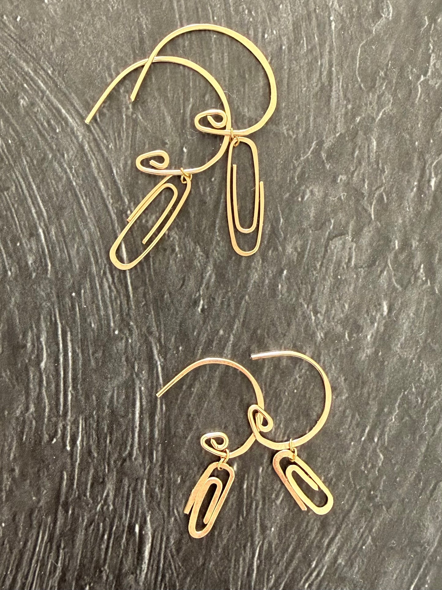 Paper Clip Hoops (14k Goldfill) with Optional Mix and Match Gems