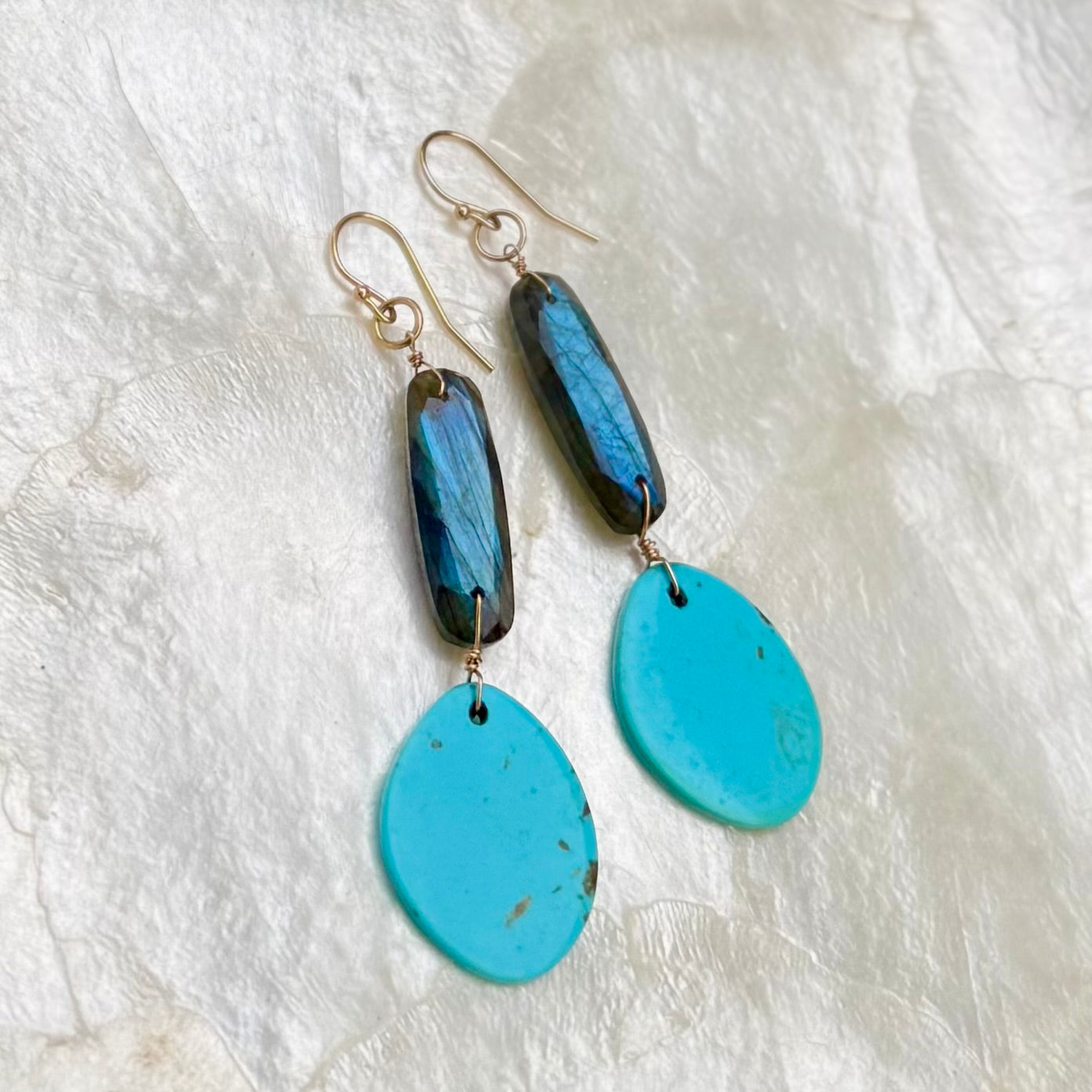 Labradorite and Turquoise Earrings