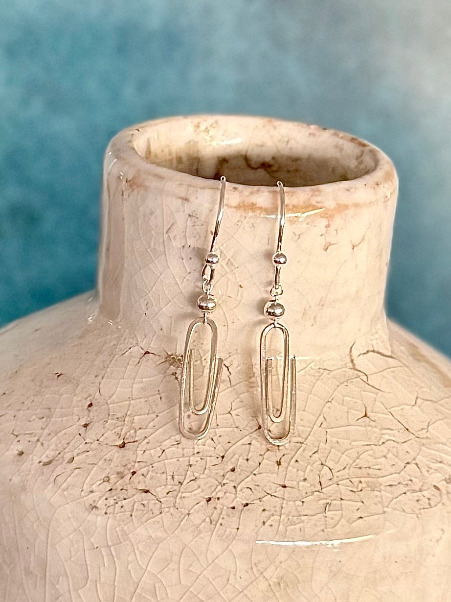 Simple Sterling Paperclip Earrings