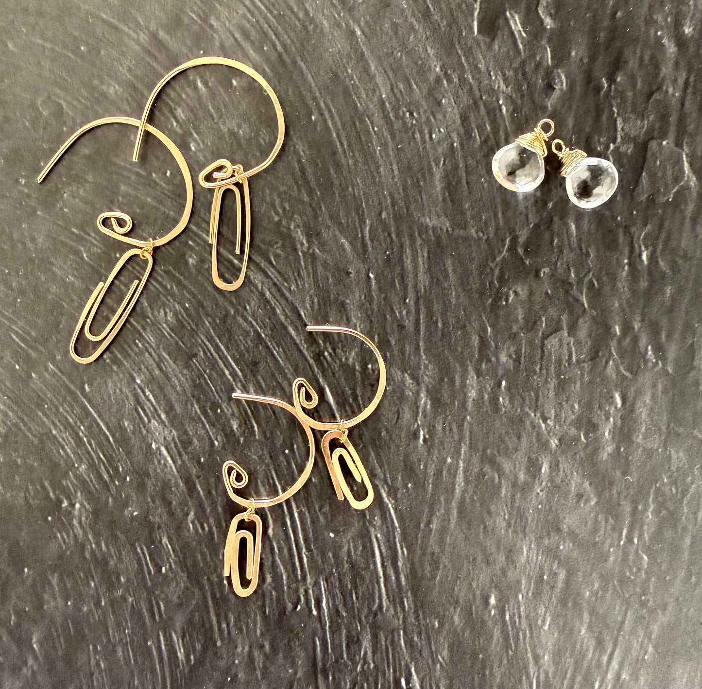 Gemstone add-ons for the Paper Clip Hoop earrings (Goldfill)