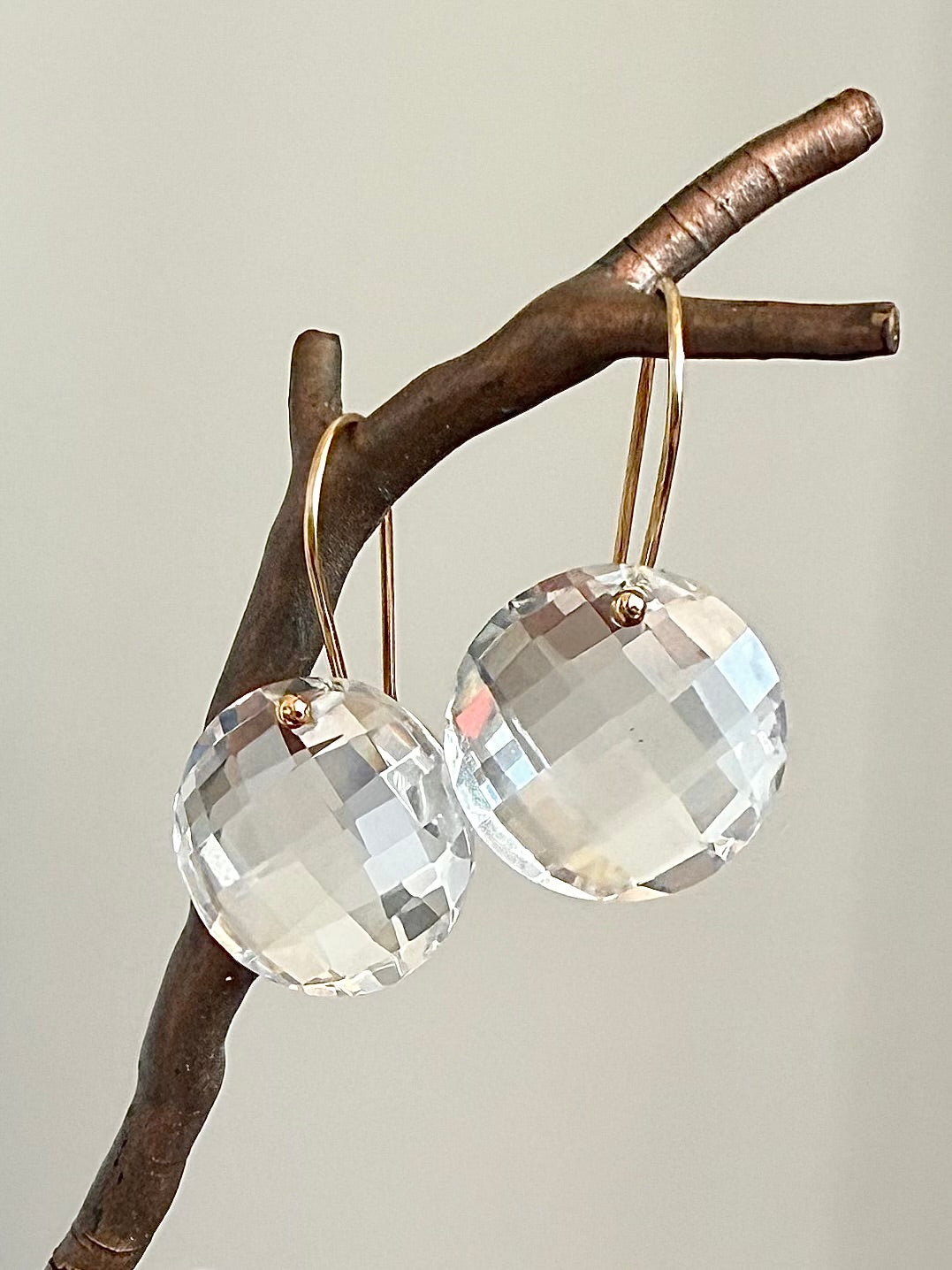 Luxe Minimalist Crystal Quartz Coin Earrings
