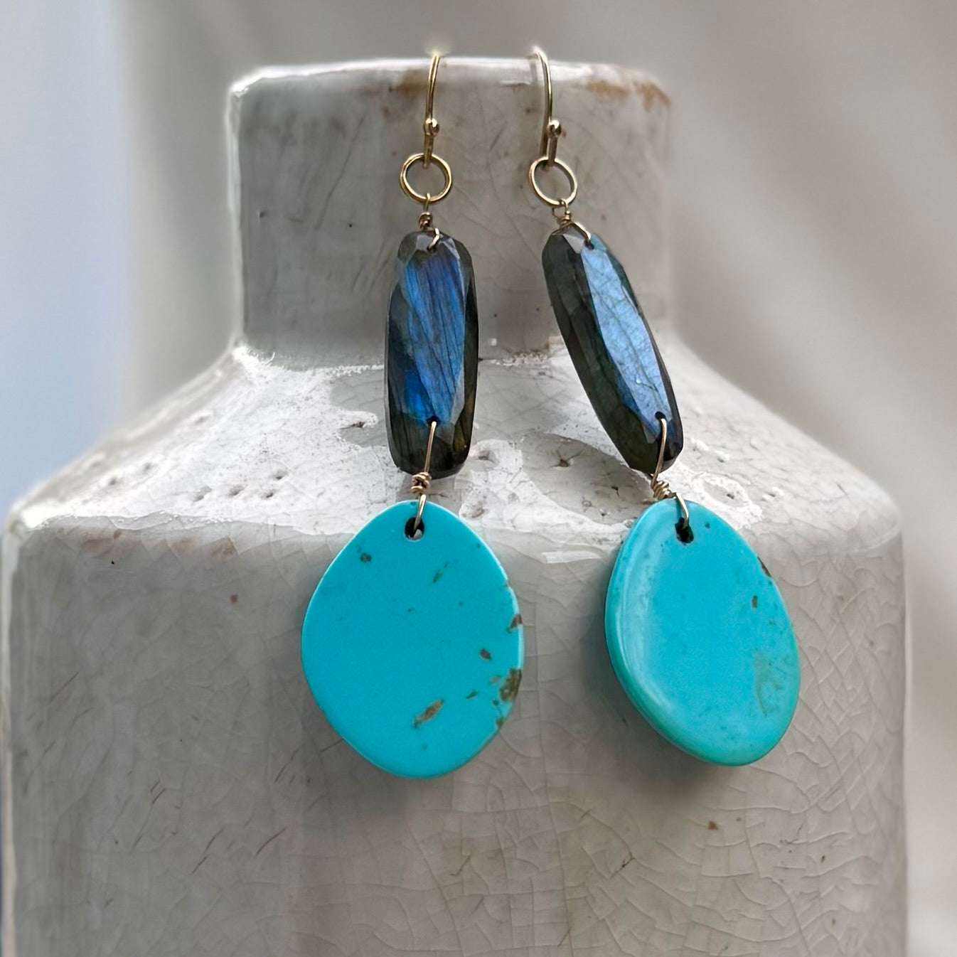 Labradorite and Turquoise Earrings