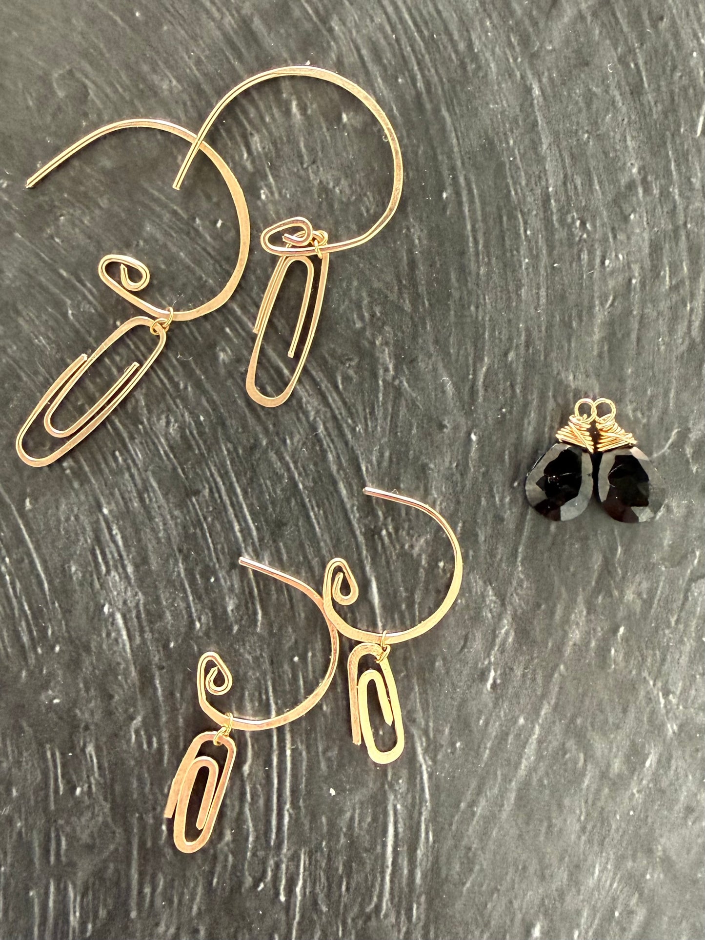 Gemstone add-ons for the Paper Clip Hoop earrings (Goldfill)