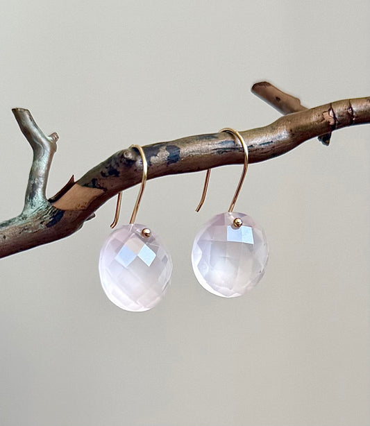 Luxe Minimalist Rose Quartz Coin Earrings