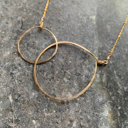 Gold Double Circles Necklace (Large)