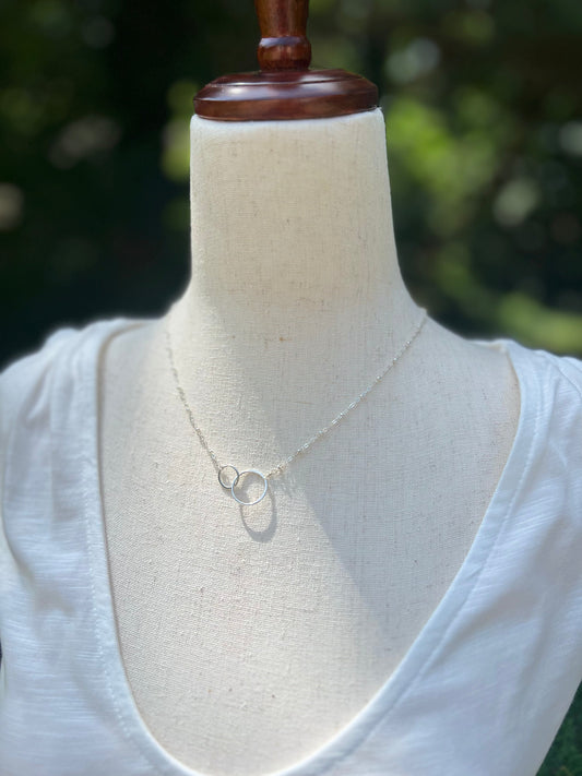Sterling Petite Double Circles Necklace