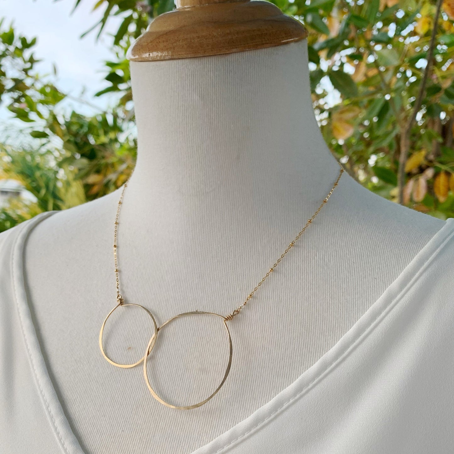 Gold Double Circles Necklace (Large)